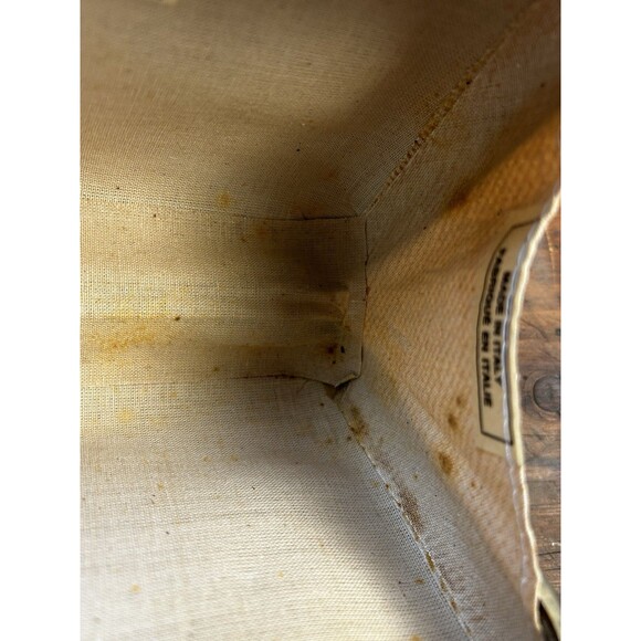 Vintage Tan Suede Handbag Purse Hard Sided Clasp Close Made In Italy READ - Picture 7 of 14